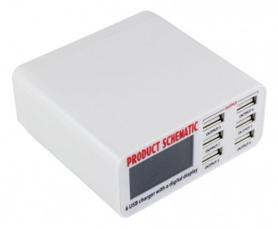 Зарядное устройство на 6 USB портов, 5A, 30W, индикатор тока заряда, защита от КЗ, SS-304D, WLX-899. Купить, цены, отзывы, доставка.
